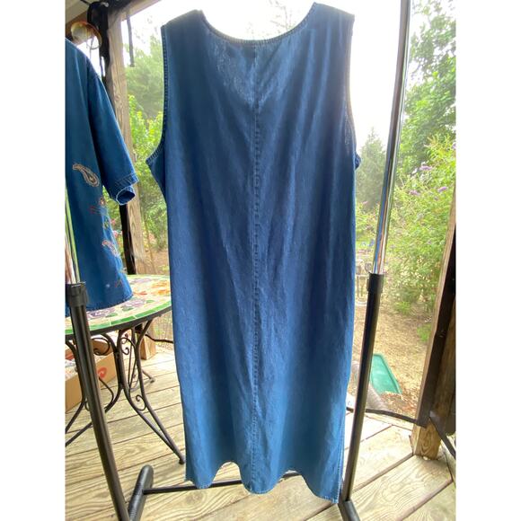 Women's 2 Piece Midi Dress & Over Shirt 2X floral & red fabric trim on both VGUC - Picture 14 of 16